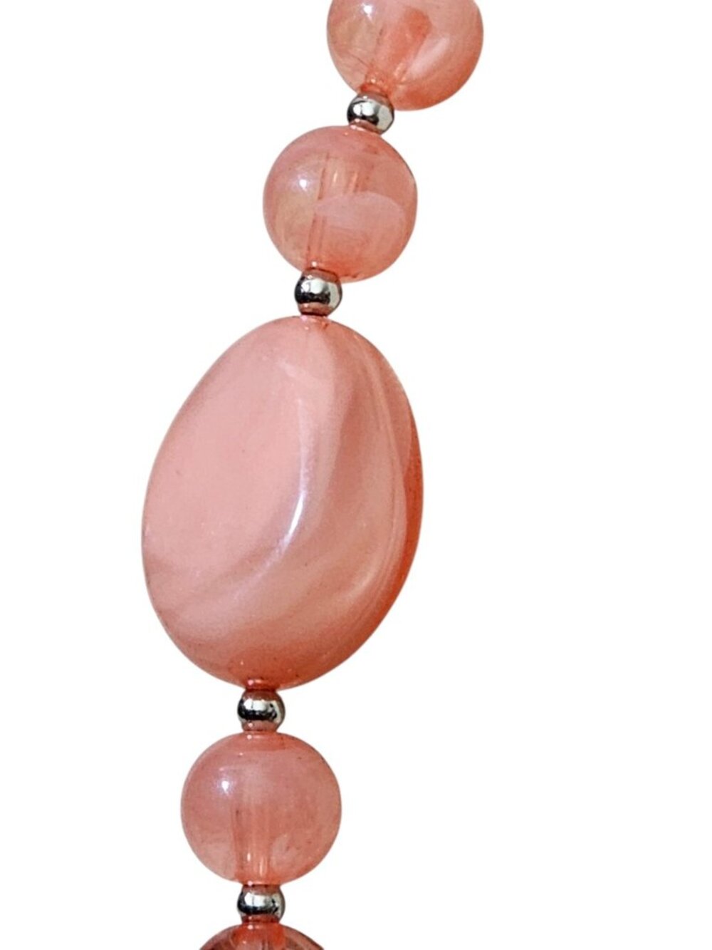 Handmade Pink Beaded Necklace Chunky Statement Acrylic Glass Beads Boho - Picture 7 of 10